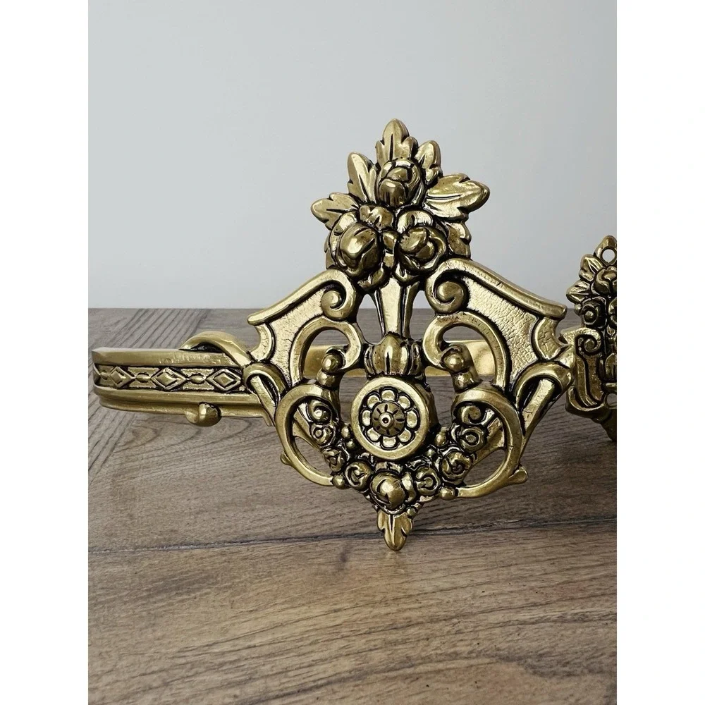 Vintage Ornate Brass Curtain Tie Back/towel Holder Floral Victorian Large