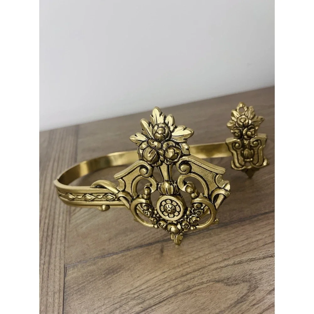 Vintage Ornate Brass Curtain Tie Back/towel Holder Floral Victorian Large