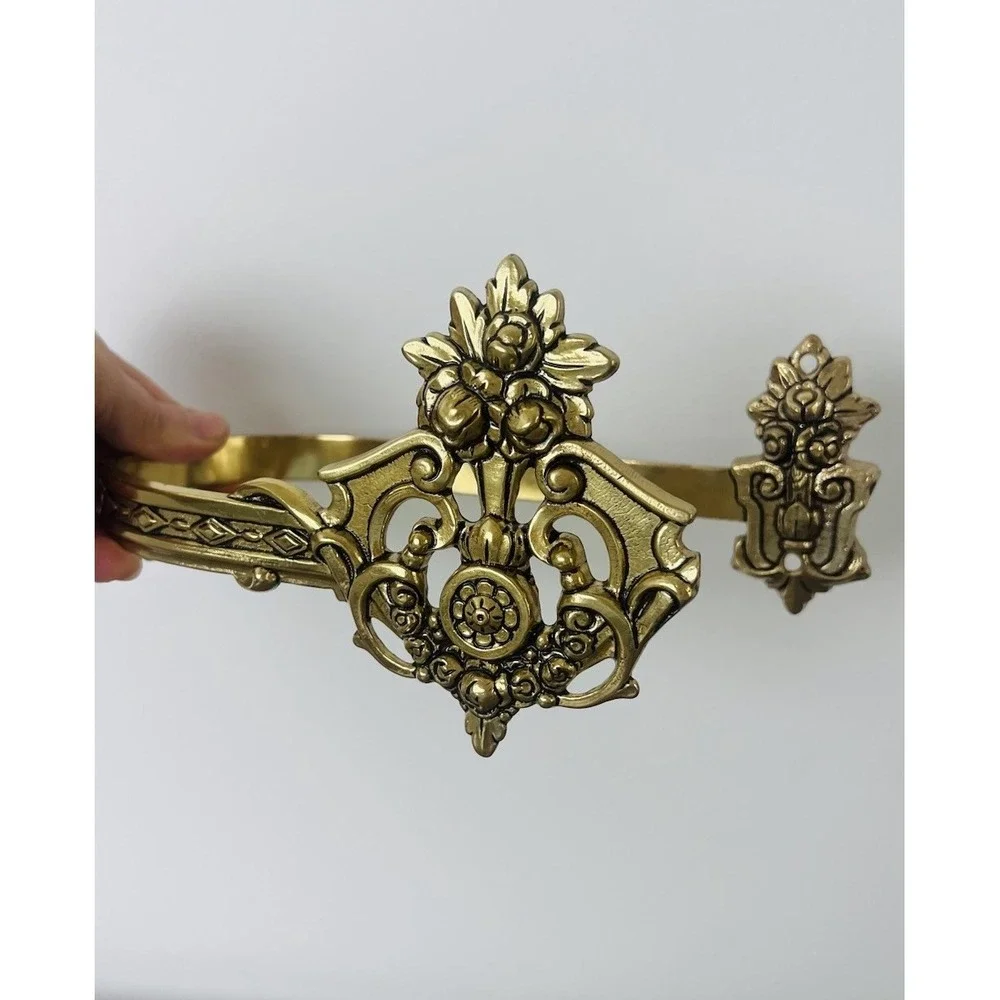 Vintage Ornate Brass Curtain Tie Back/towel Holder Floral Victorian Large