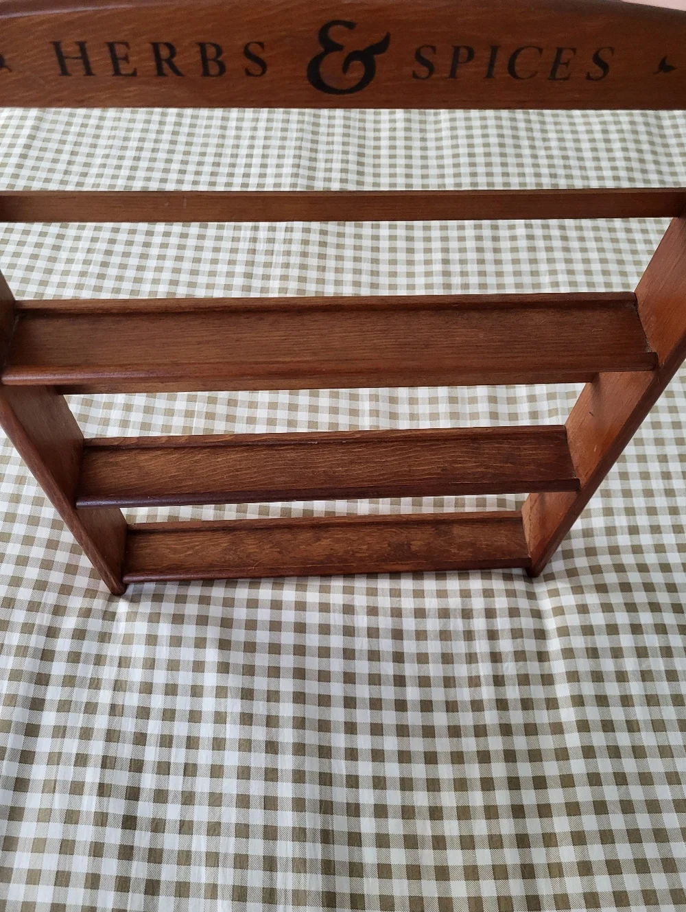 Vintage McCormick/ Schilling Wooden Spice and Herb Rack, 3 Tiered, Wall Mounted