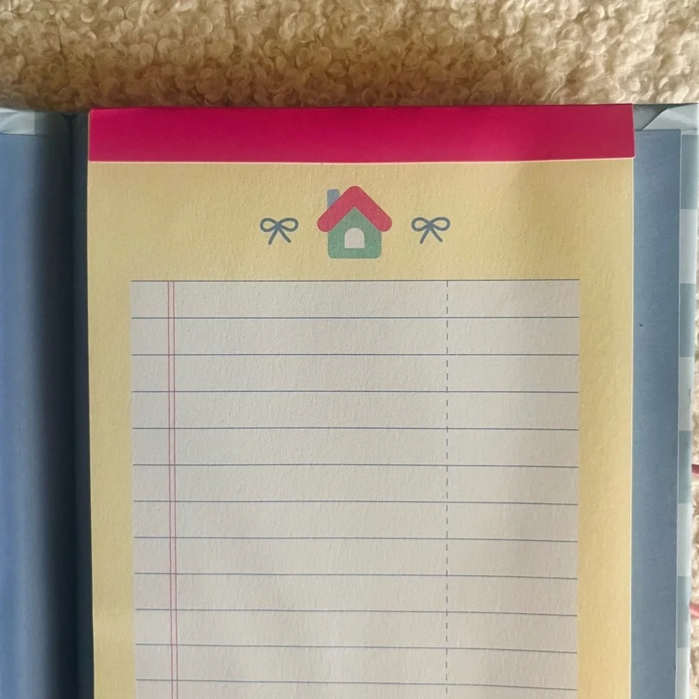 🎉Plaid Pastel House Design Sticky Note & Memo Pad Booklet Set