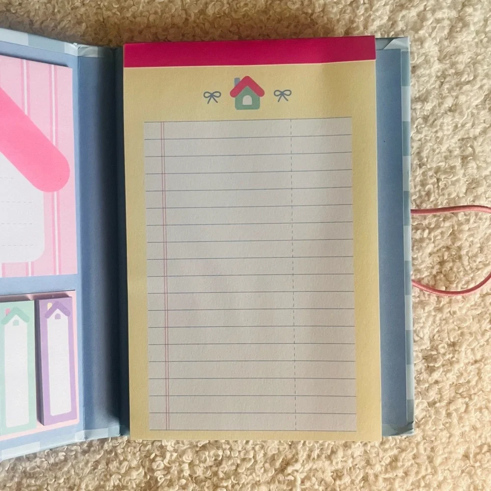 🎉Plaid Pastel House Design Sticky Note & Memo Pad Booklet Set