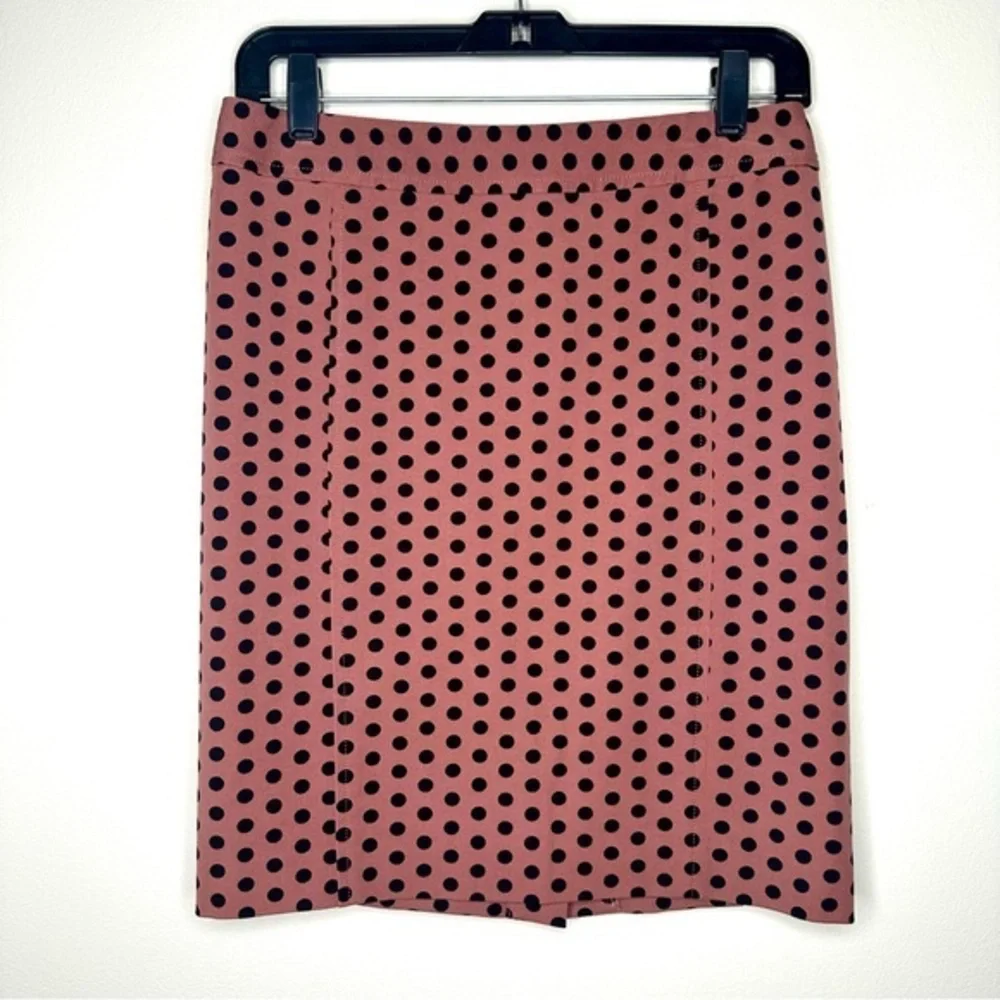 LOFT Pink Skirt with Black Polkadots Size 4