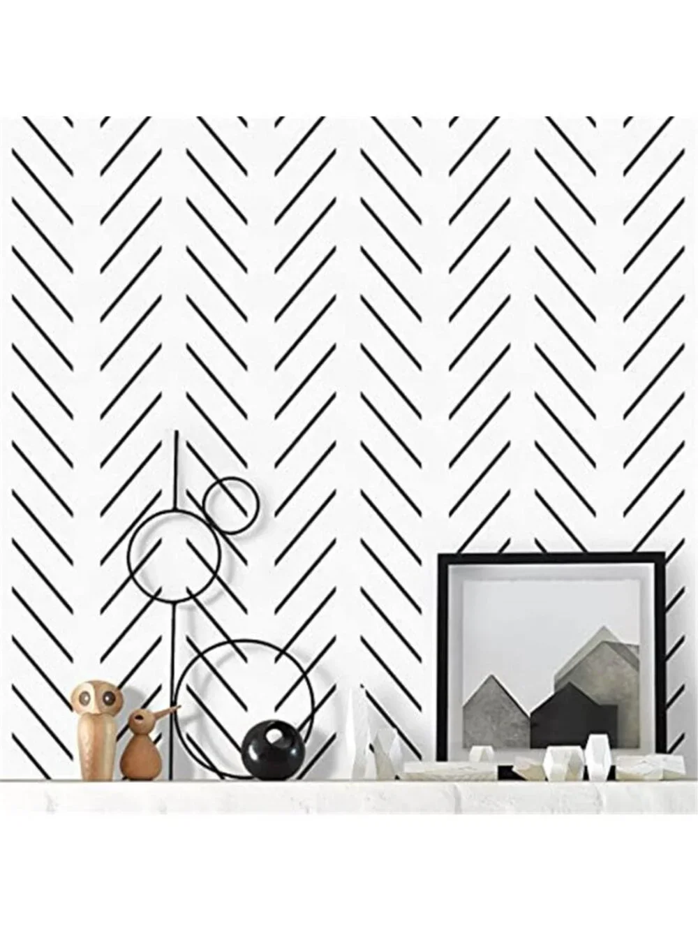 Black and White Peel and Stick Wallpaper Herringbone Contact Paper 17