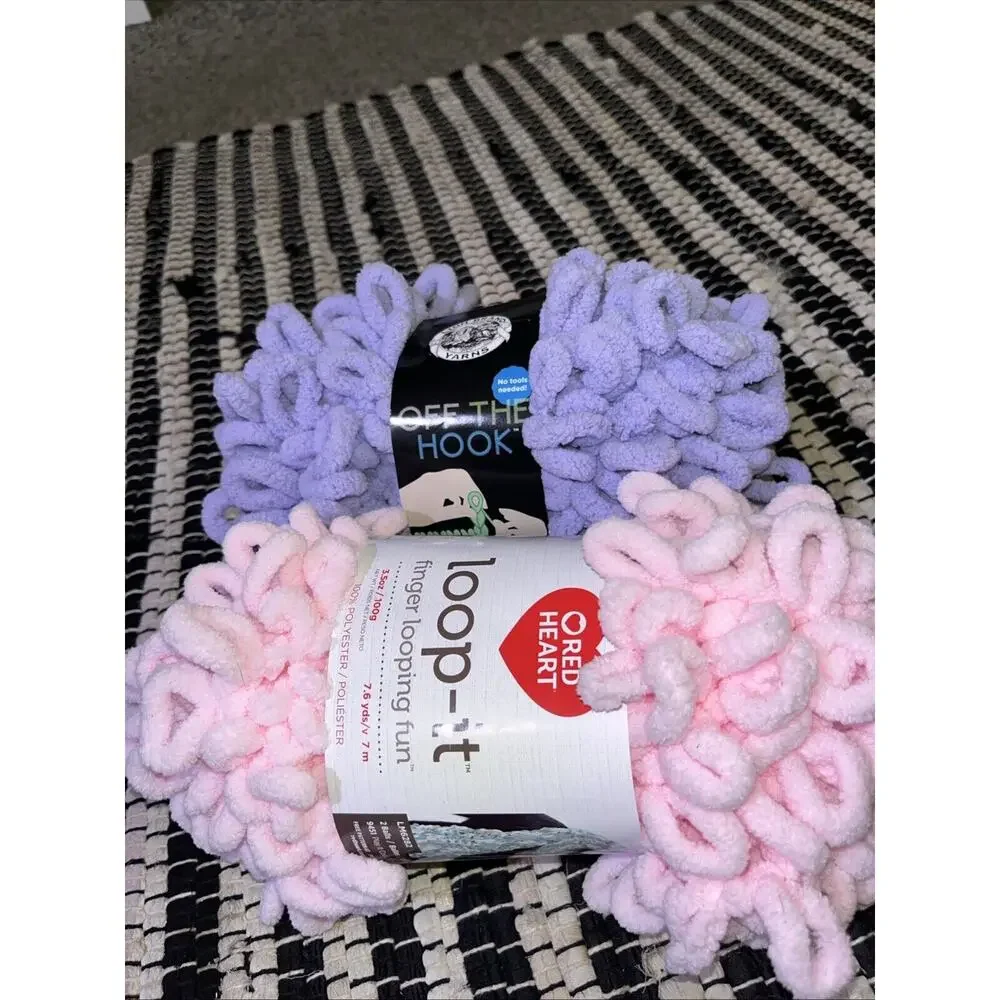 yarn lot Of 2 “in The Pink” “purple Heart” Finger Loop Yarn‎