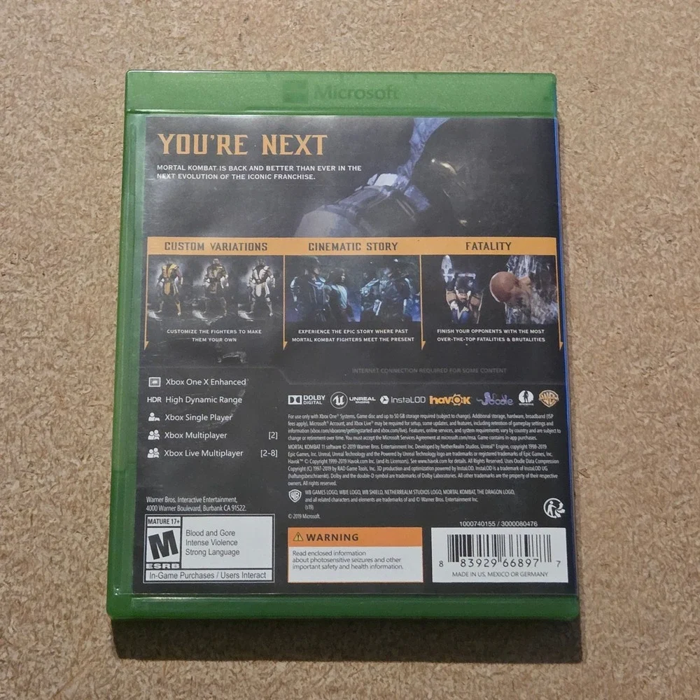Warner Bros Mortal Kombat 11 Xbox One Standard Edition Good‎ Fighting Game