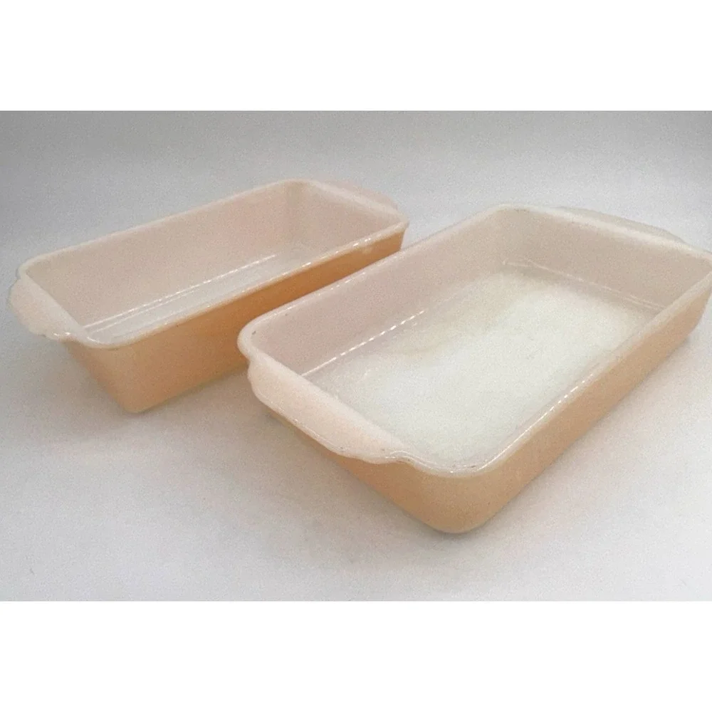 Set of 2 Anchor Hocking Fire King Peach Lustre Loaf Pans 409 1 QT/410 1.5 QT VTG