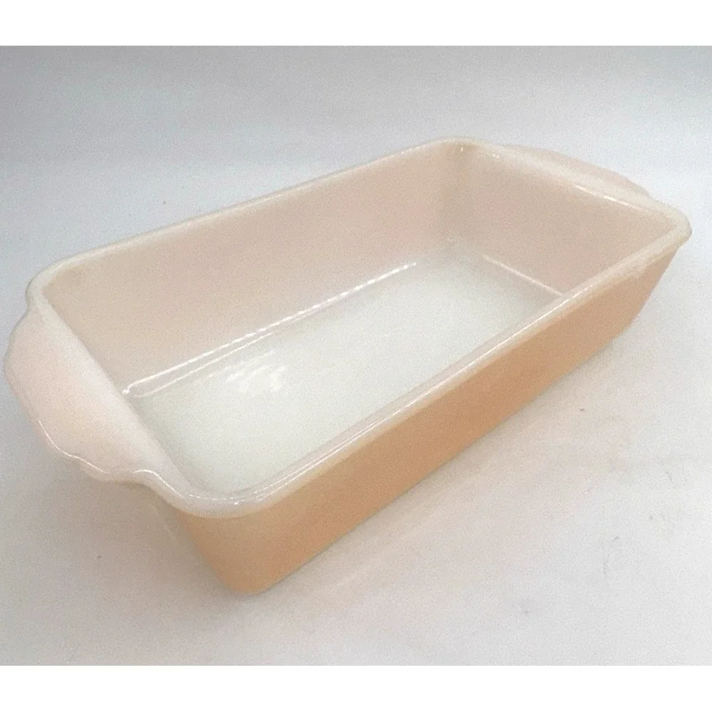Set of 2 Anchor Hocking Fire King Peach Lustre Loaf Pans 409 1 QT/410 1.5 QT VTG