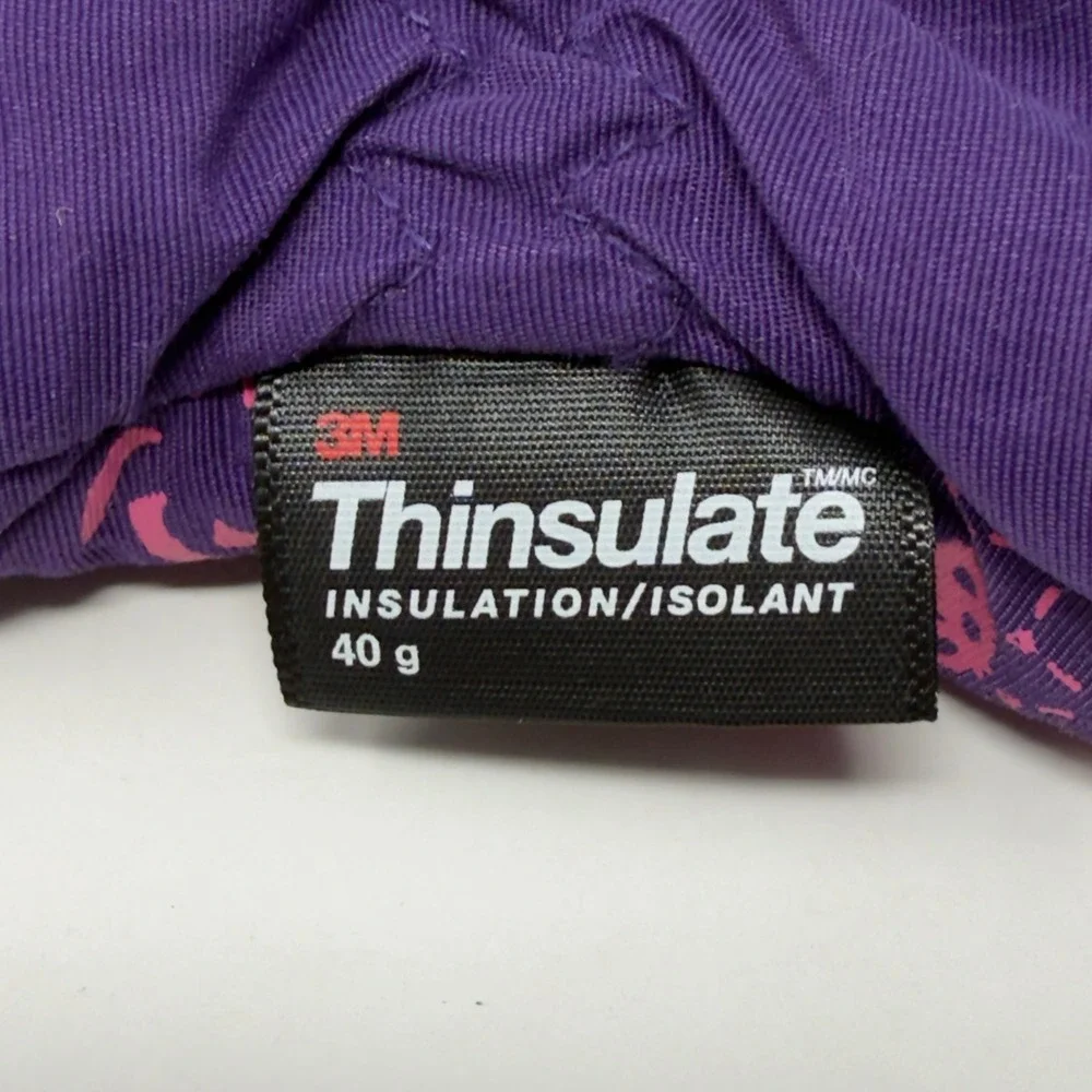 Girl's Purple Pink Snowflake 3M Thinsulate Insulated‎ Ski Gloves Size 7-16