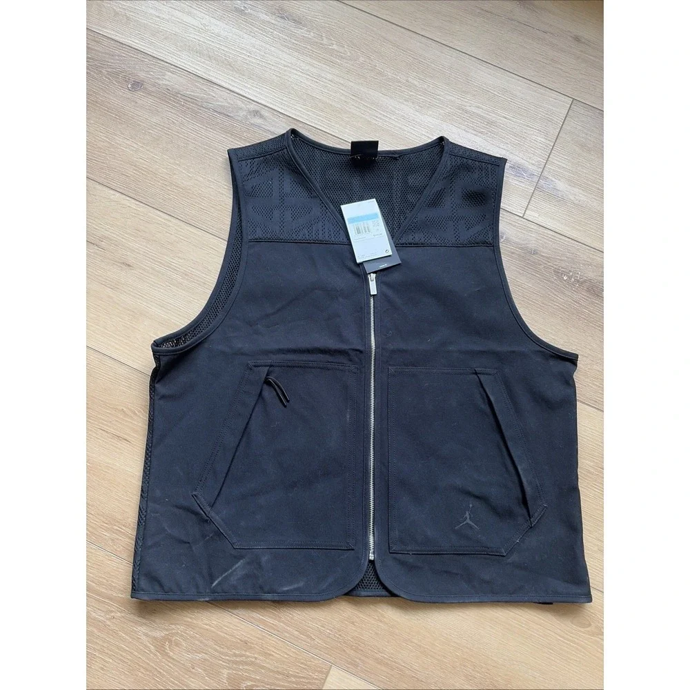 Jordan Brand Mens Utility Vest‎ Black Mesh Full Zip HF9327-010 Size Medium