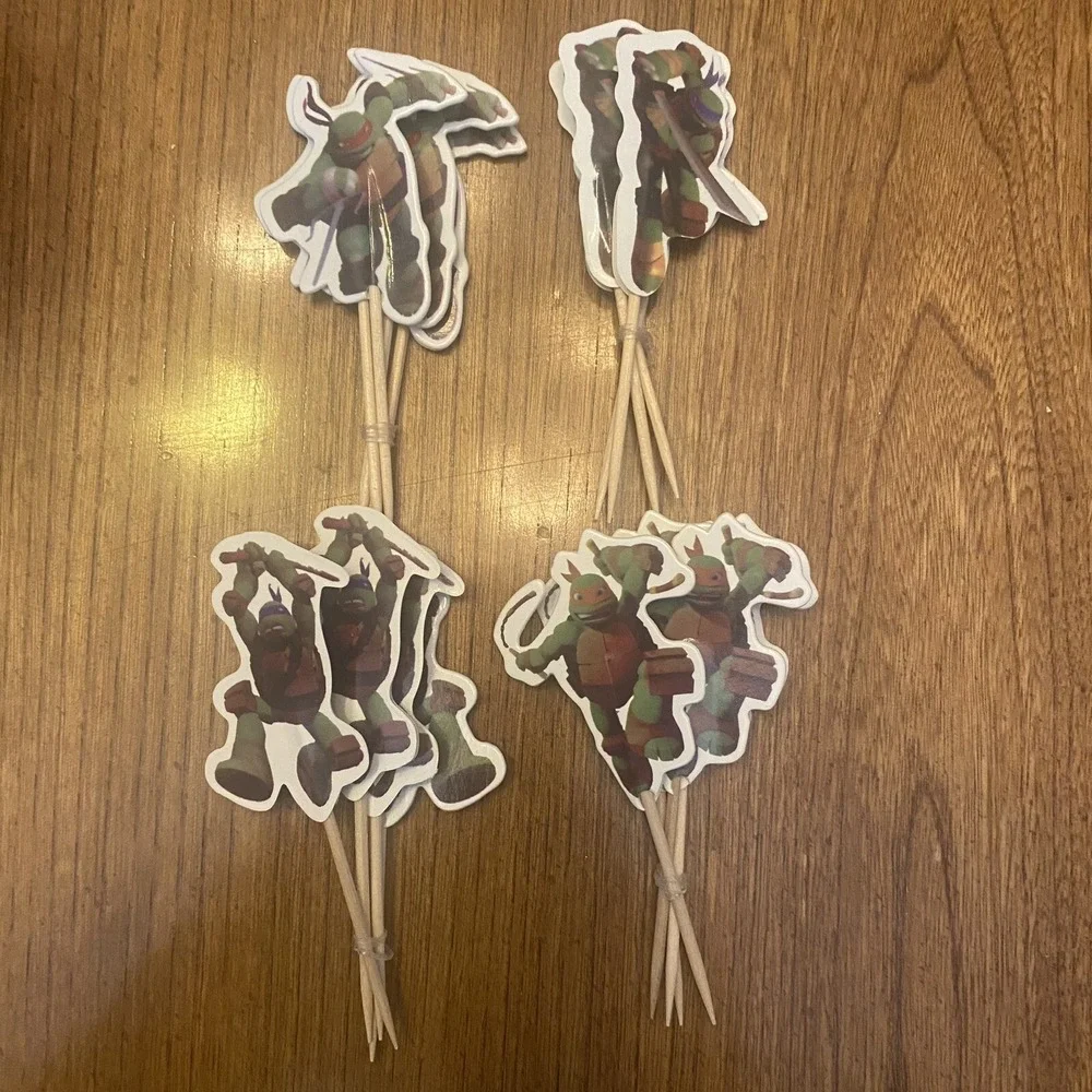 16 Pcs, Teenage Mutant Ninja turtles Cupcake Toppers‎ Birthday Party Supplies