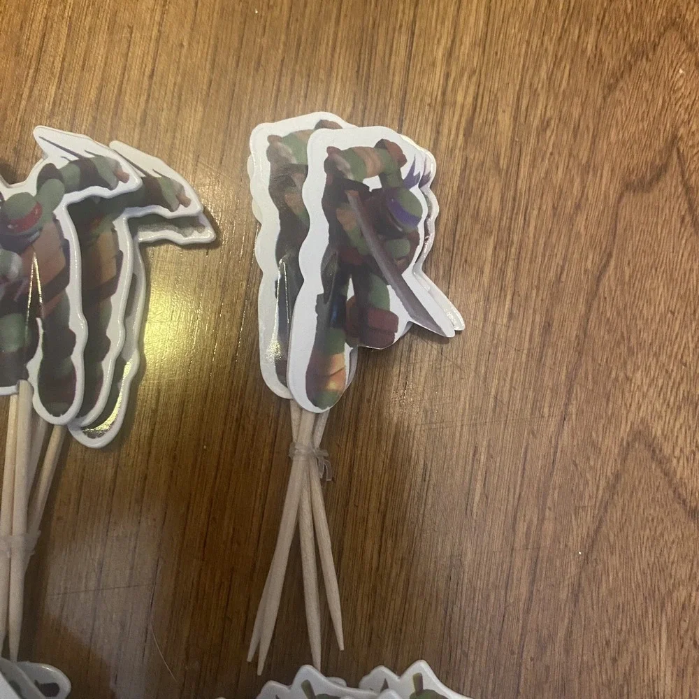 16 Pcs, Teenage Mutant Ninja turtles Cupcake Toppers‎ Birthday Party Supplies