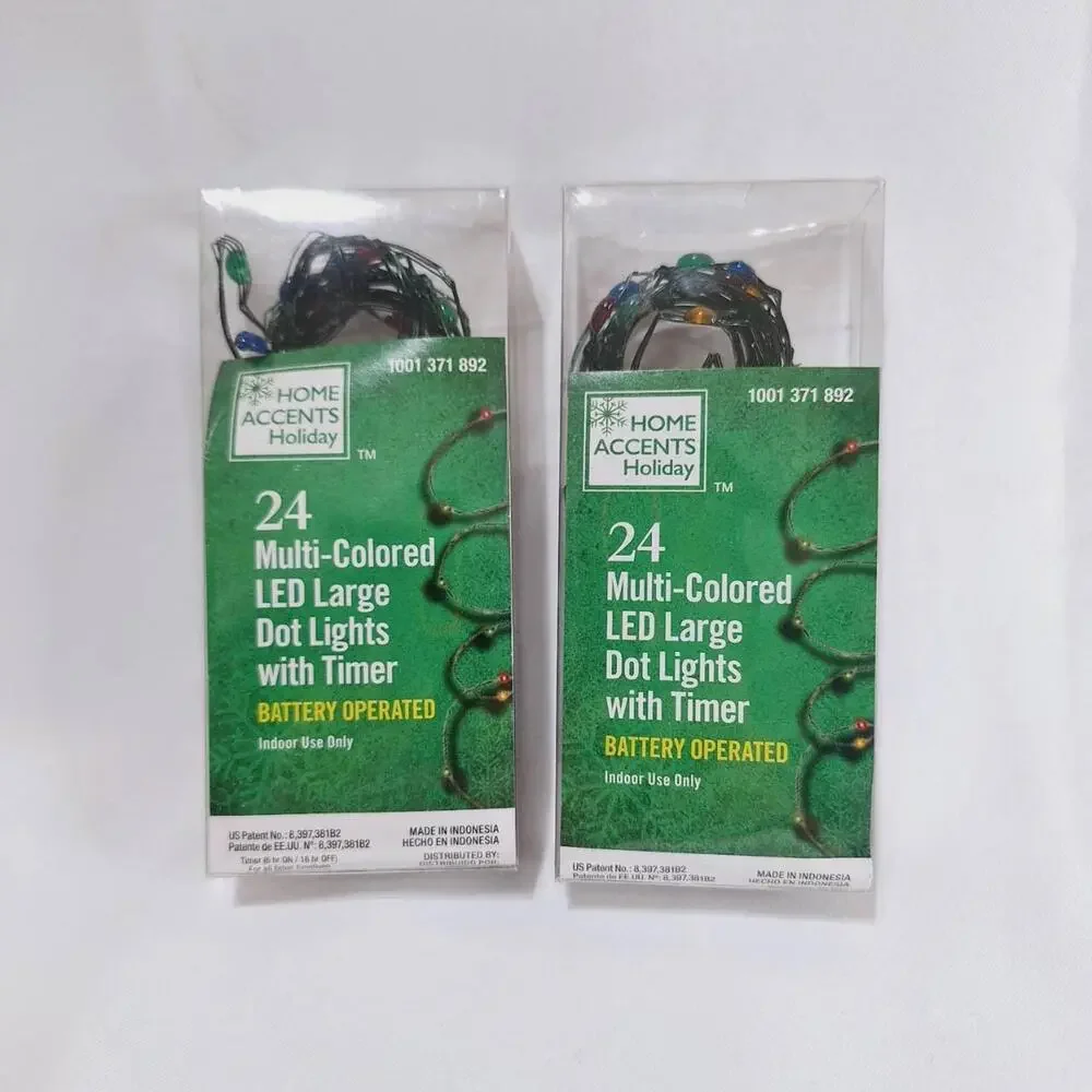 Home Accents 24 Multicolor Led Dot Lights 8 Ft Halloween Christmas Timer‎ 2 Pk