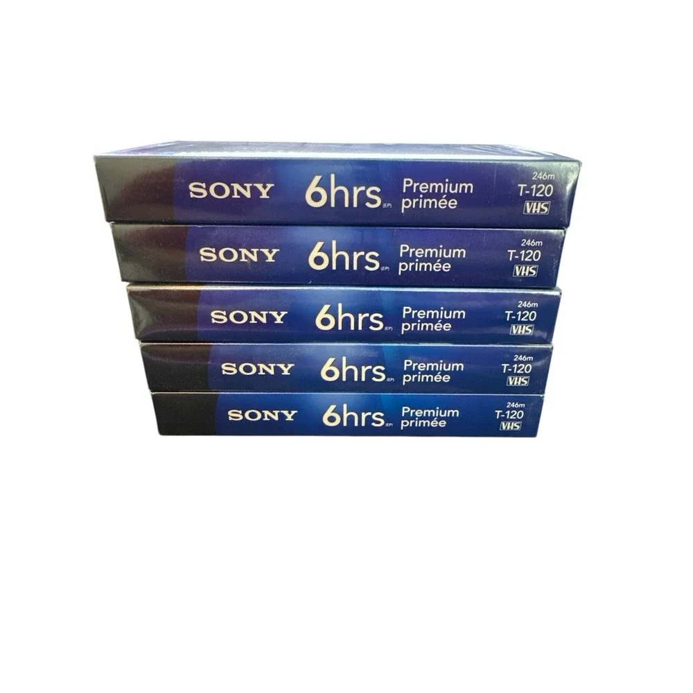 Sony VHS T-120VR 6HR Premium Grade Blank Tapes Lot‎ 5 Sealed | High Quality VTG