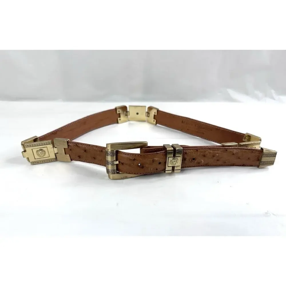 Marco Colluccii Brown Leather Greek Glam Western Cowgirl Gold Hardware Size 32