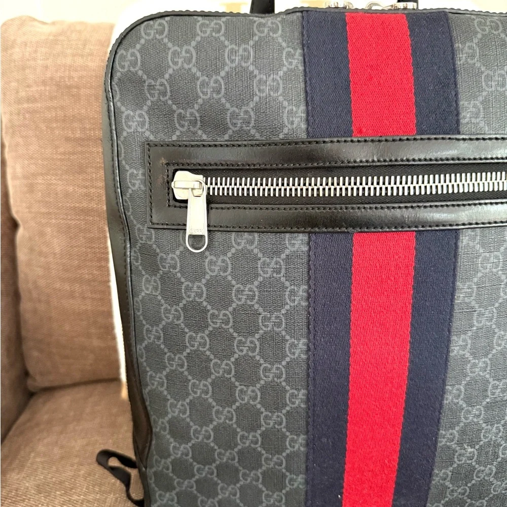 Authentic Gucci GG Supreme Canvas Backpack black grey canvas unisex bag