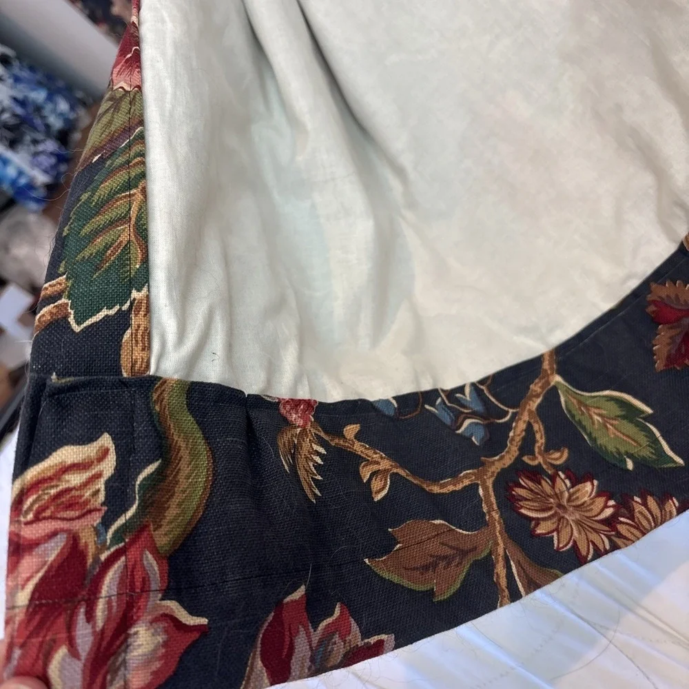 Custom Jay Yang Cotton Floral Fabric Curtain Panels (2) Modern Farmhouse 35x84