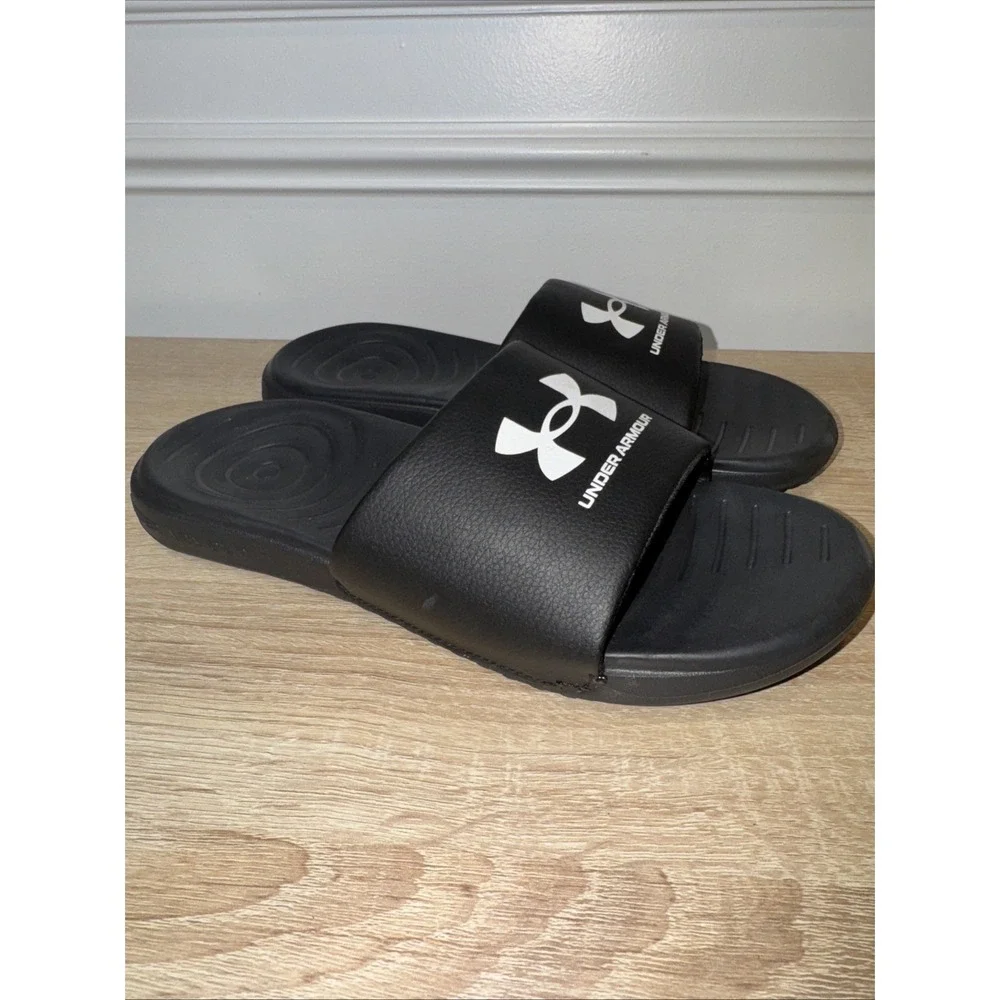 Under Armour men's UA Ansa fixed Black slides 3023761-004‎ Size 7