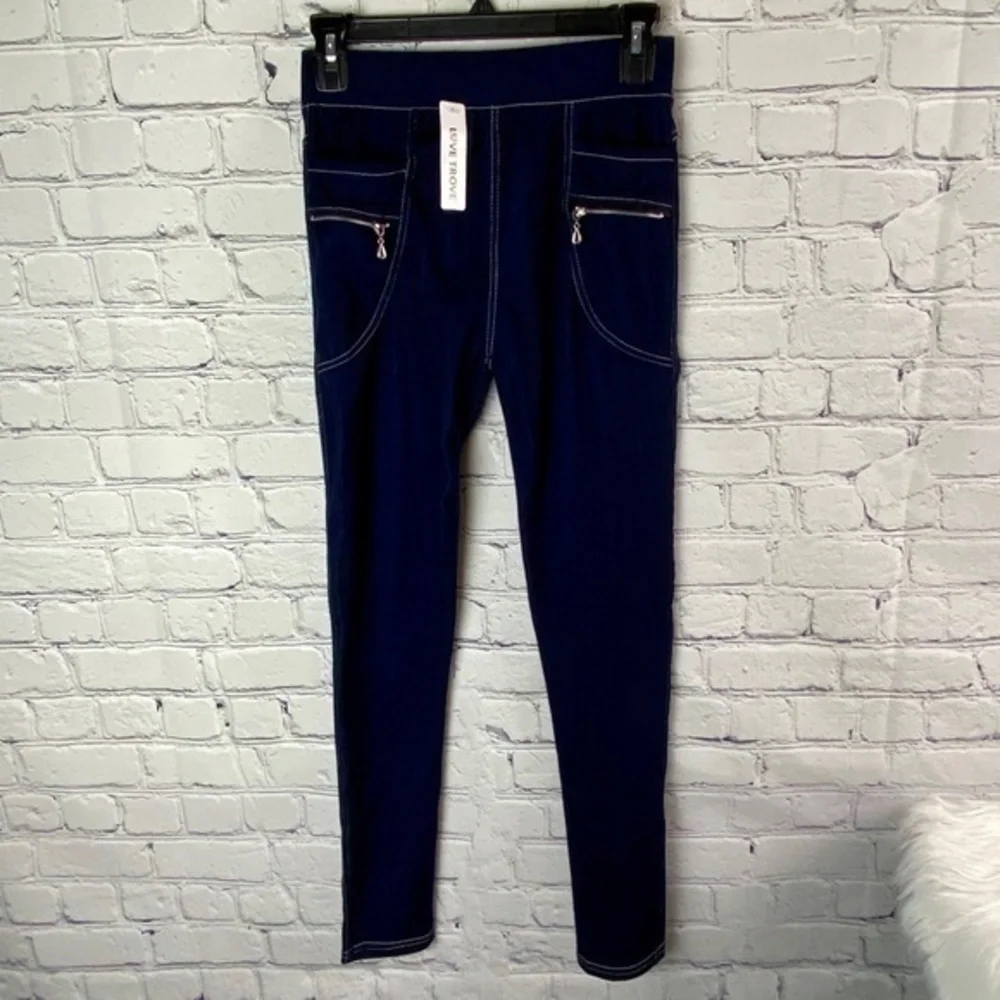 Love Trove Legging Pants Dark Denim Blue Size S