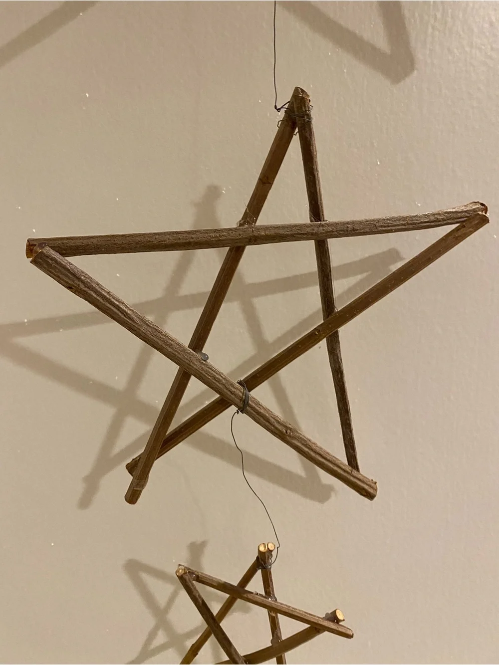 Rustic Brown Twig Star Wall Hanging - Home Wall Decor set of 3 stars