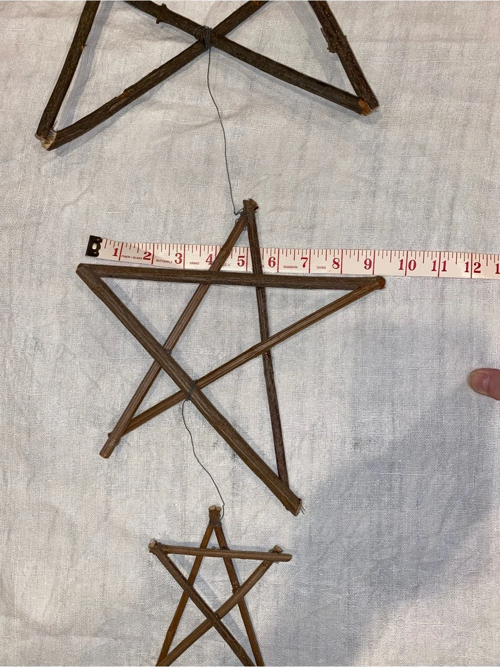 Rustic Brown Twig Star Wall Hanging - Home Wall Decor set of 3 stars