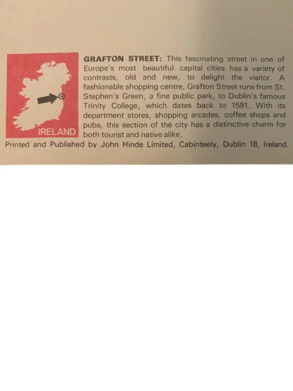 John Hind Limited postcard grafton