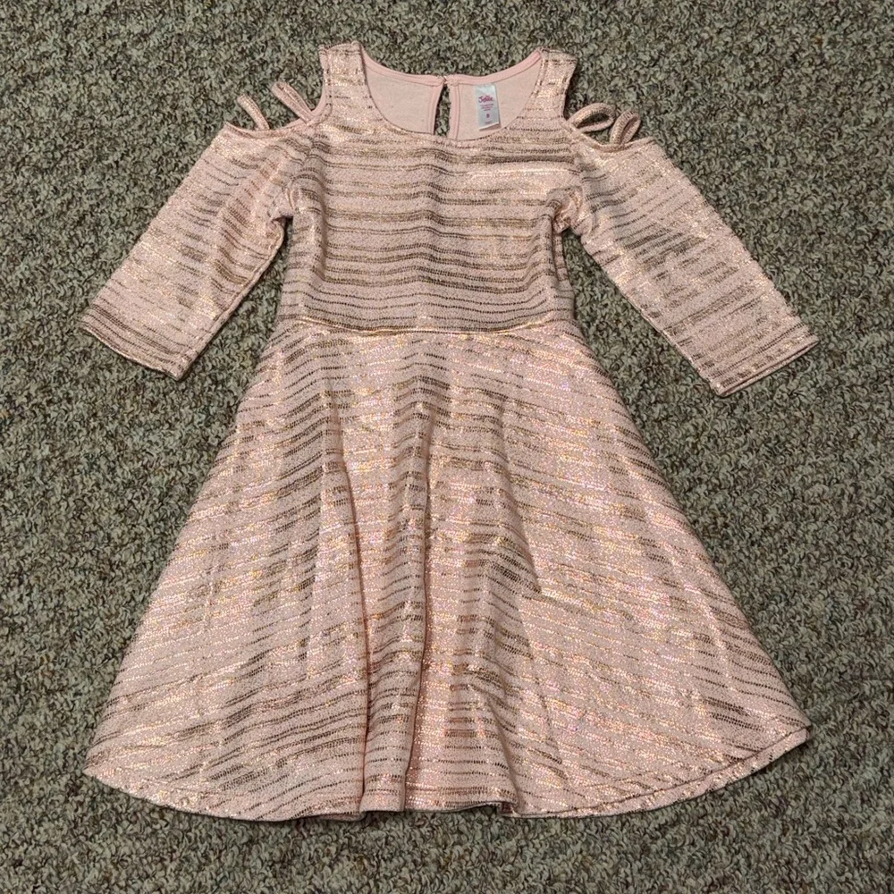 Girls size 8‎ Justice Shimmering Pink Striped Dress, fantasy, princess, dress up