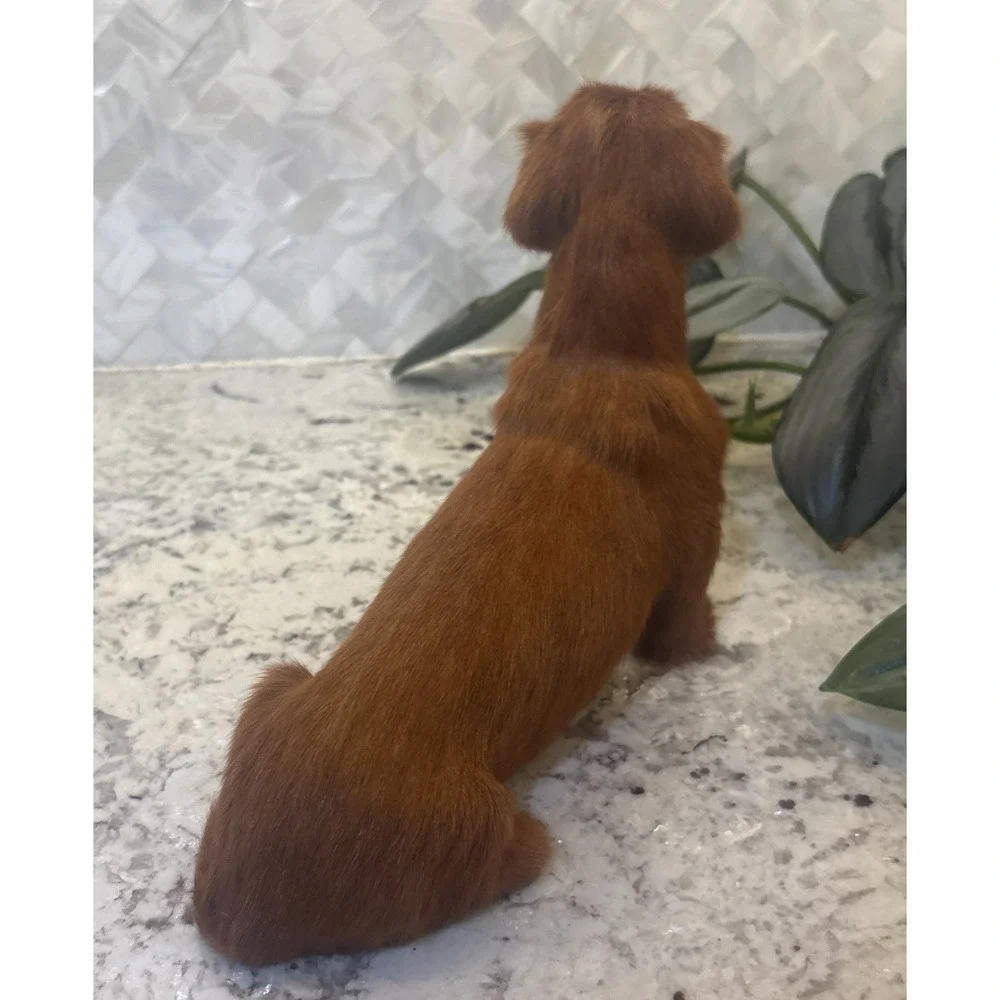 Vintage Real Fur Dog Miniature DACHSHUND Life like Soft Red collectible