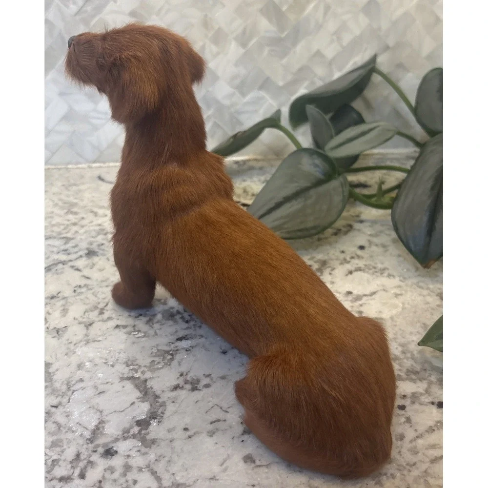 Vintage Real Fur Dog Miniature DACHSHUND Life like Soft Red collectible
