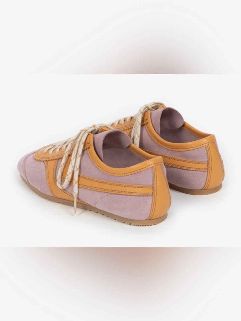 Dries Van Noten Leather-trimmed Suede Blush Yellow Low Top Sneakers 37 NWT