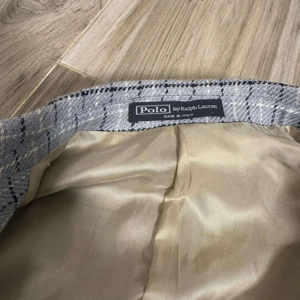VTG Polo Ralph Lauren‎ Blazer Blue Checkered Sport Coat Size 44R Flax Casual