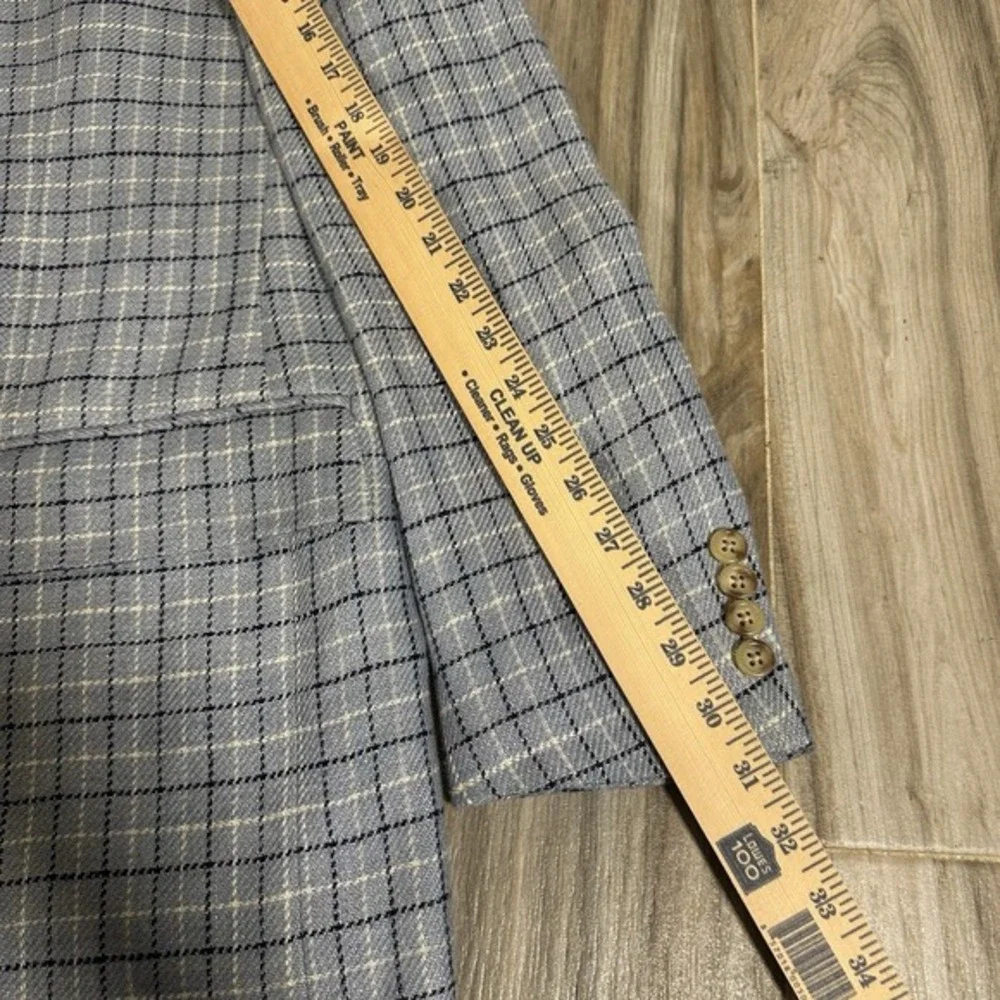 VTG Polo Ralph Lauren‎ Blazer Blue Checkered Sport Coat Size 44R Flax Casual