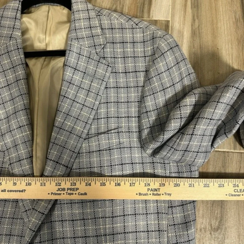VTG Polo Ralph Lauren‎ Blazer Blue Checkered Sport Coat Size 44R Flax Casual
