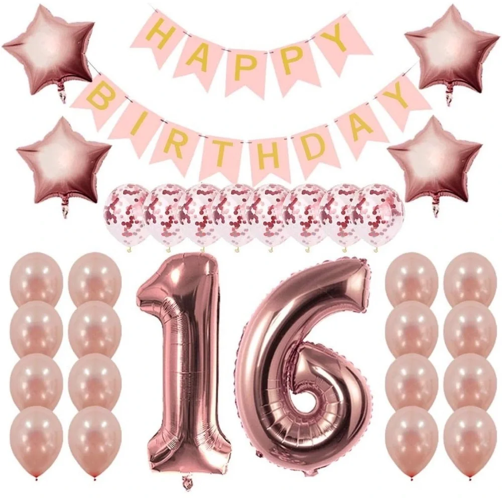 Rose Gold Happy Birthday 16 decor