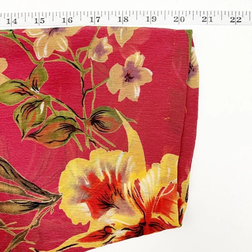 No Brand Cover-Up Button Front Over-Sized Vibrant Floral Print Salmon Yellow OS