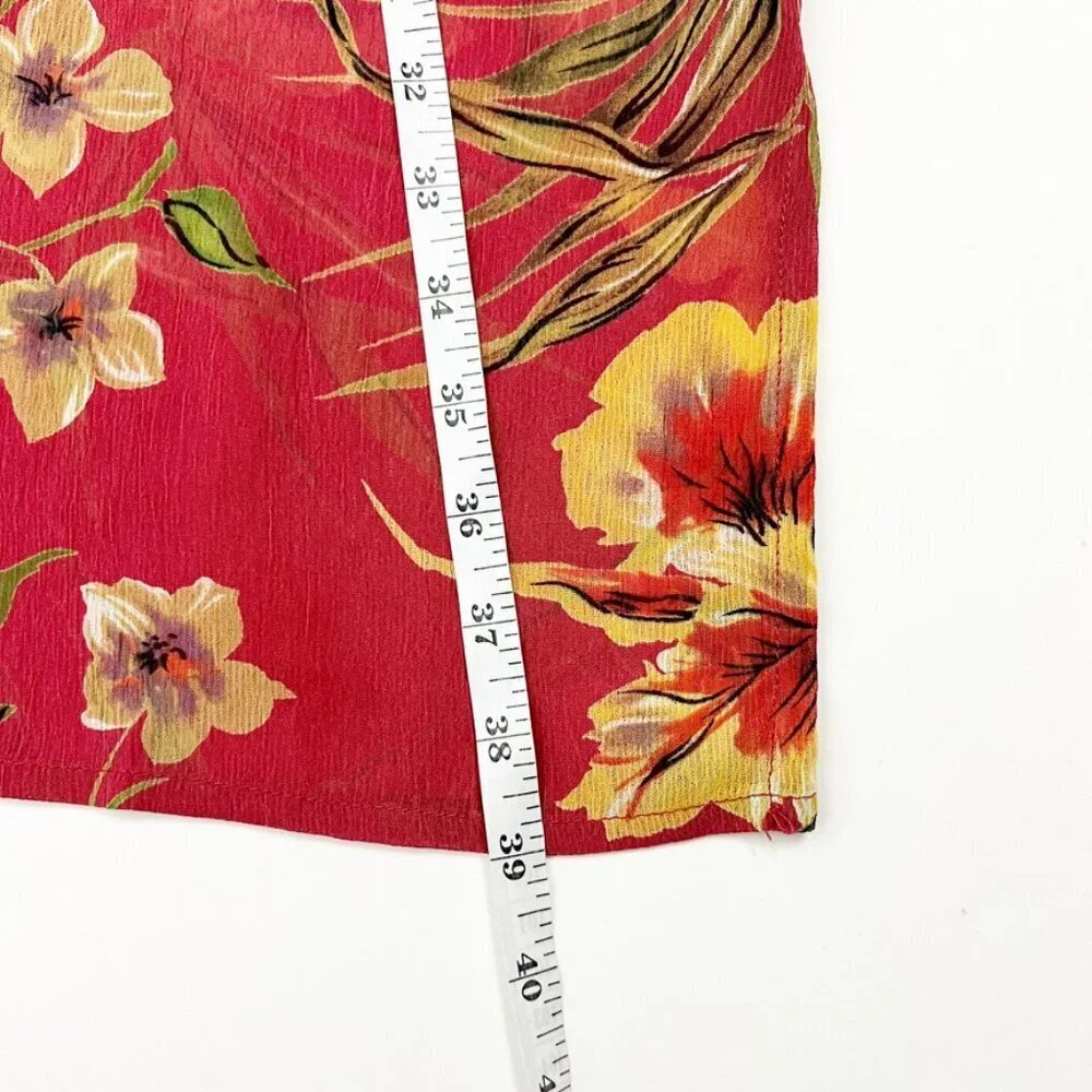 No Brand Cover-Up Button Front Over-Sized Vibrant Floral Print Salmon Yellow OS