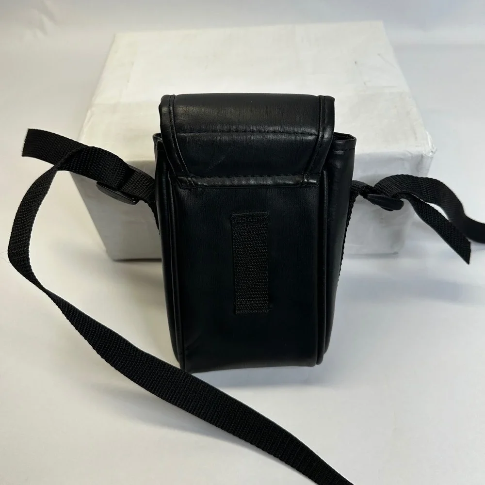 Pentax Black Faux Leather Camera Bag Red Logo Adjustable Strap Belt Loop Case