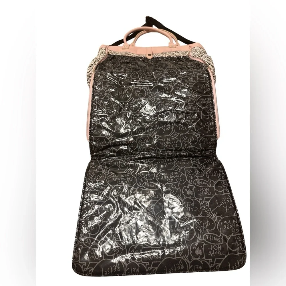Betsey Johnson Roll Out Diaper Bag. Blush Pink & Black