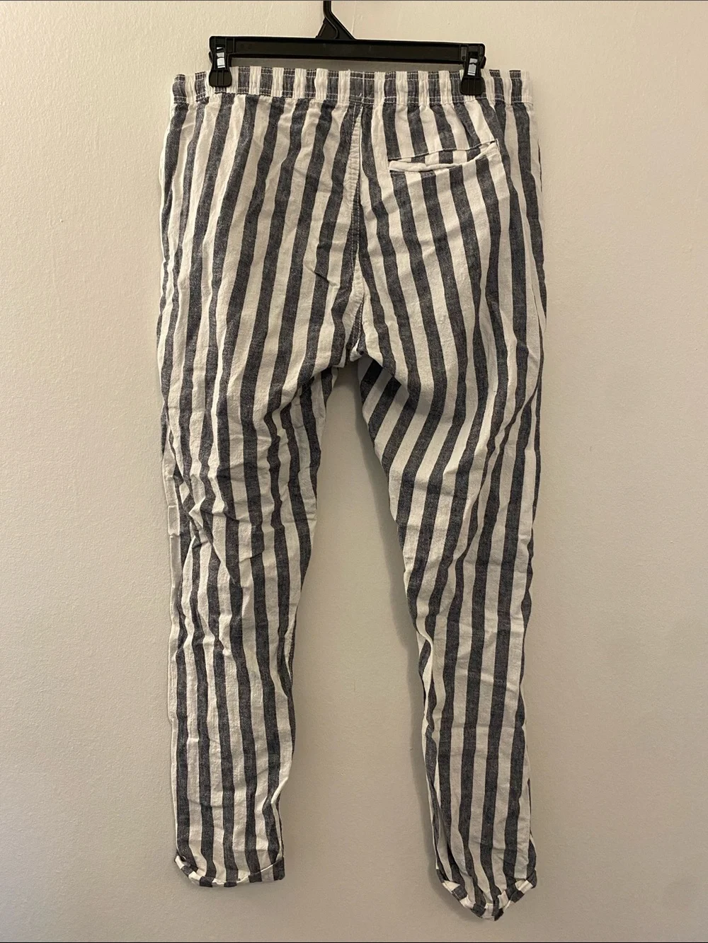 Onia Navy and White Vertical Stripe Linen Pants