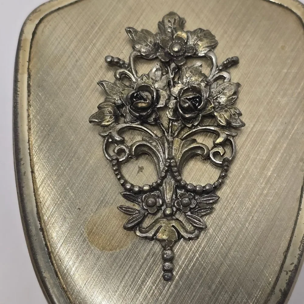 Matson Fifth Avenue Ormolu Metal Hand Mirror & Brush Hollywood Regency Vintage