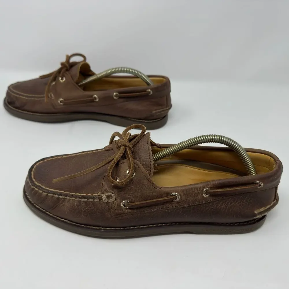 Sperry Gold Cup Leather 2-Eye Boat Shoes Mens 10 Brown Deck Casual Loafers Moc