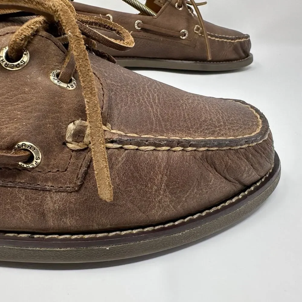 Sperry Gold Cup Leather 2-Eye Boat Shoes Mens 10 Brown Deck Casual Loafers Moc