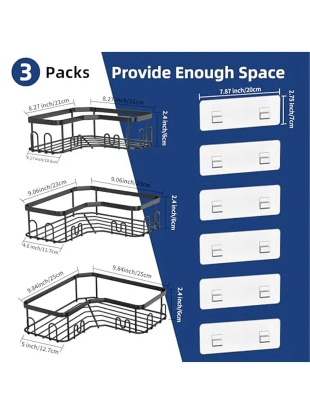 Corner Shower Caddy 3 Tier Stainless Steel Bathroom Organizer Wall Mounted Rack
