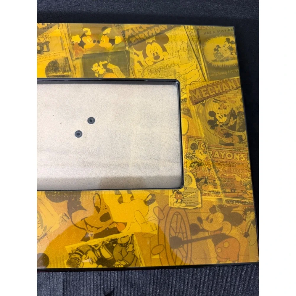 Disney Mickey Mouse Photo Frame 4x6 Yellow Vintage Comic Collage NOS