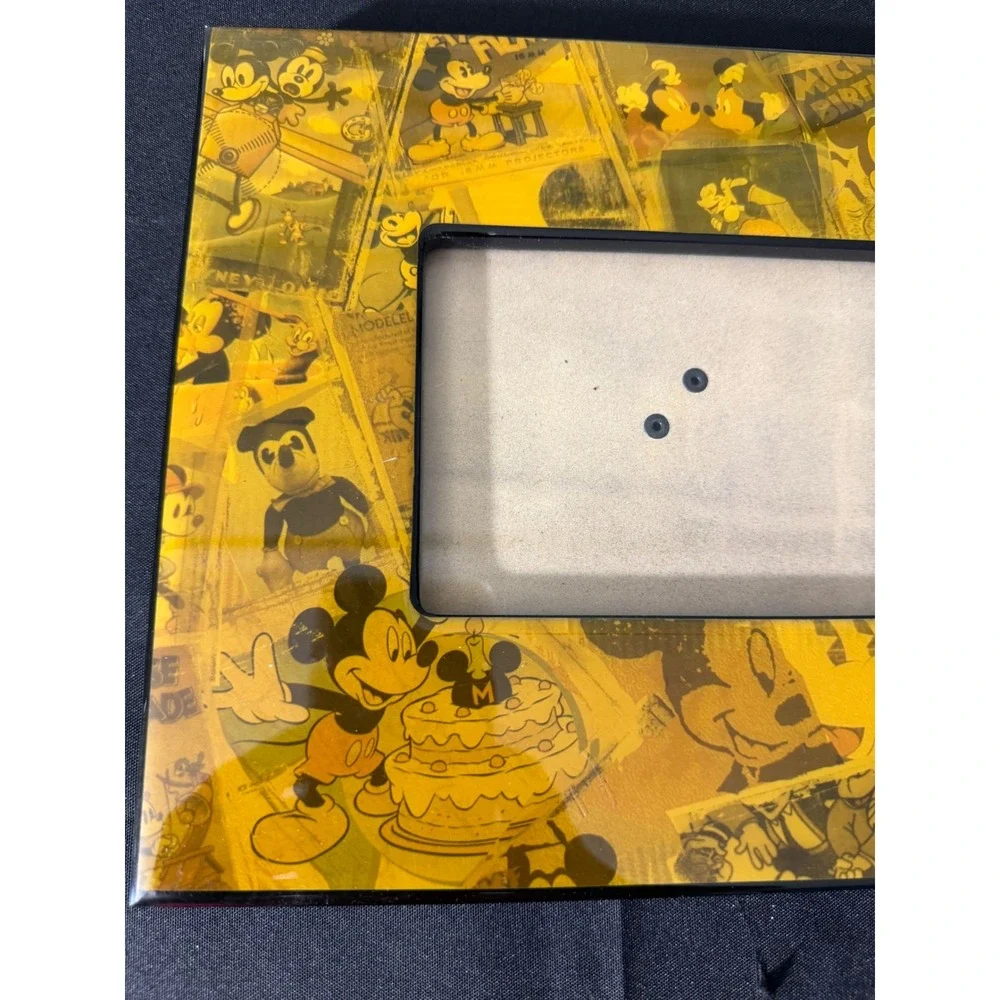 Disney Mickey Mouse Photo Frame 4x6 Yellow Vintage Comic Collage NOS