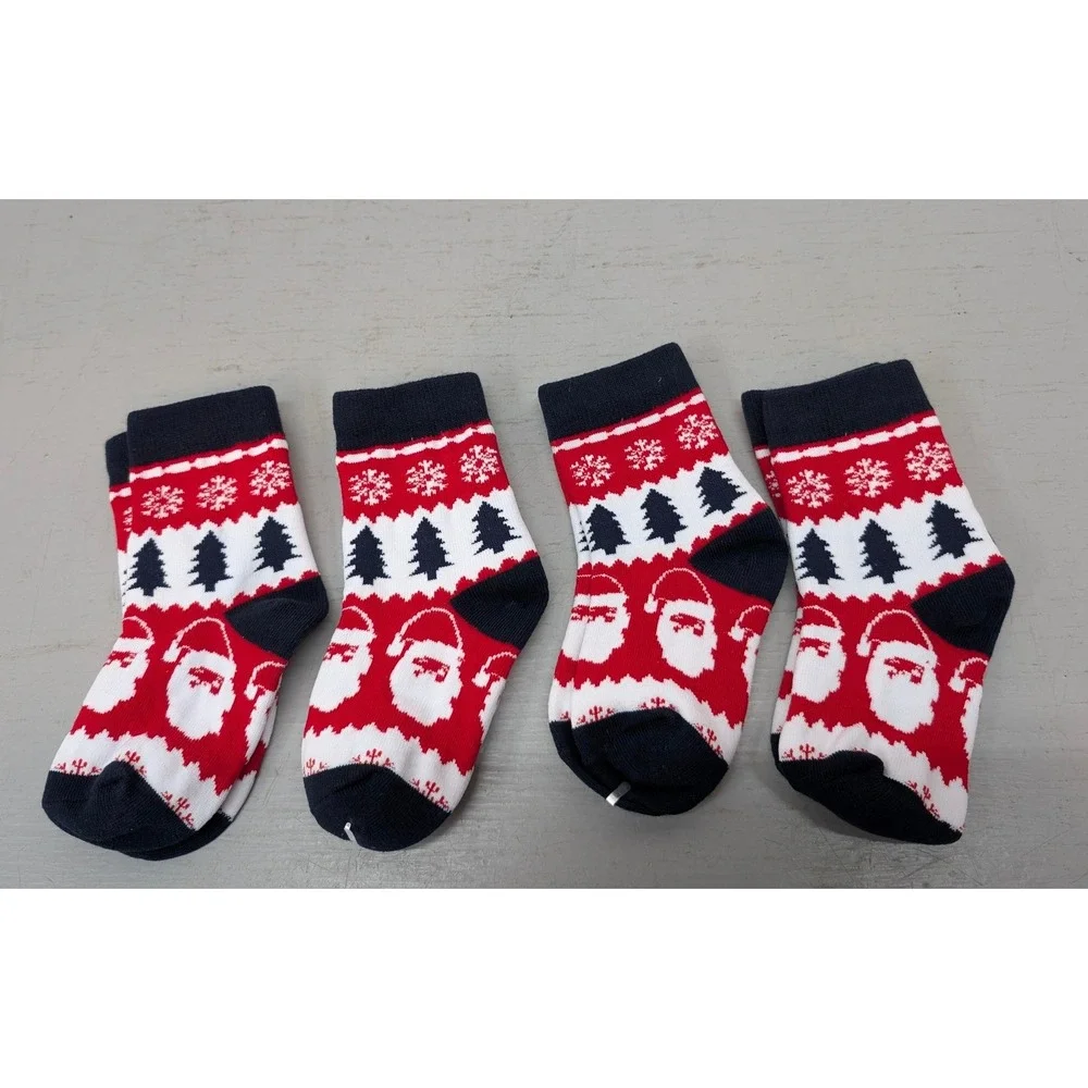 Christmas Fair Isle Socks Santa Snowflakes Holiday Sz 8-11 Toddler Colorful NEW