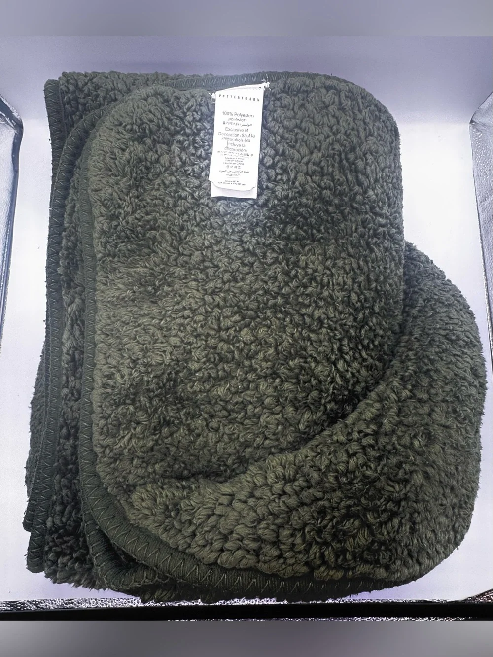 Pottery Barn Cozy Cloud Green Blanket