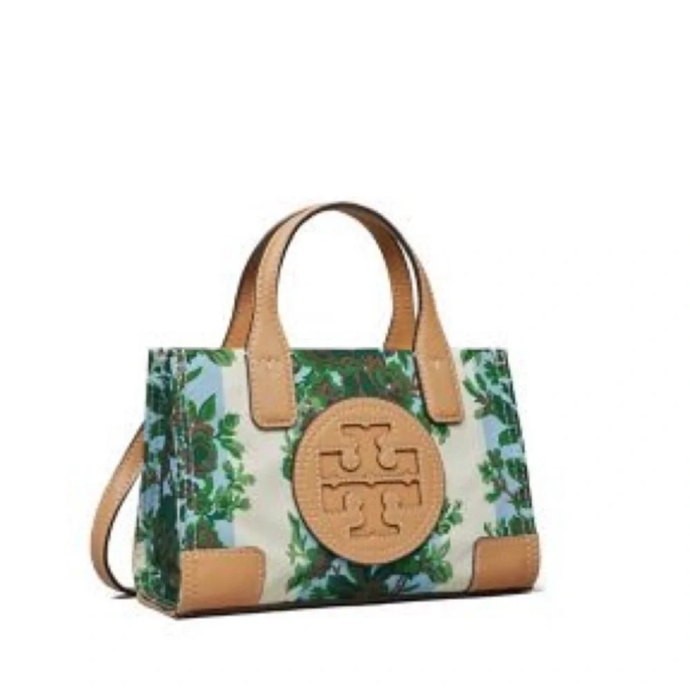 Tory Burch Ella Printed Mini Tote Crossbody Bag Rayure Fleurie