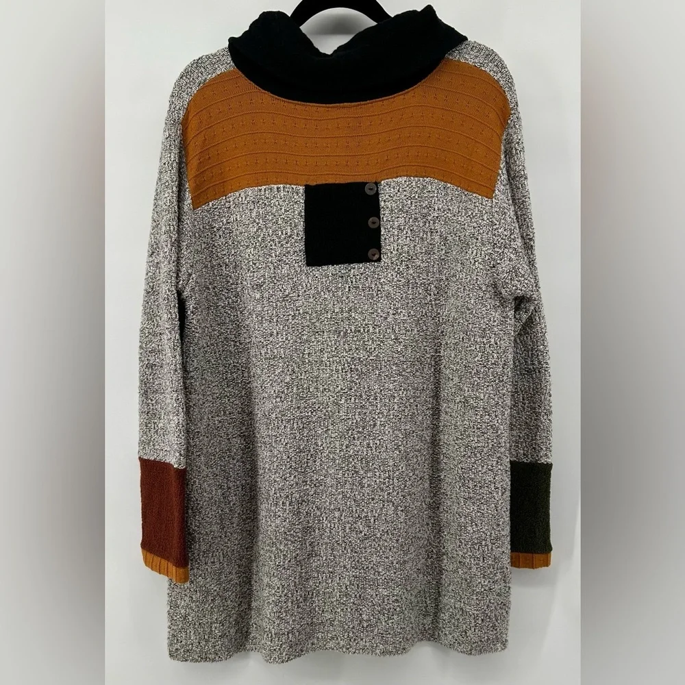 Margaret Winters Multicolor Cowl Neck Tunic Sweater Lagenlook Boho Oversized M