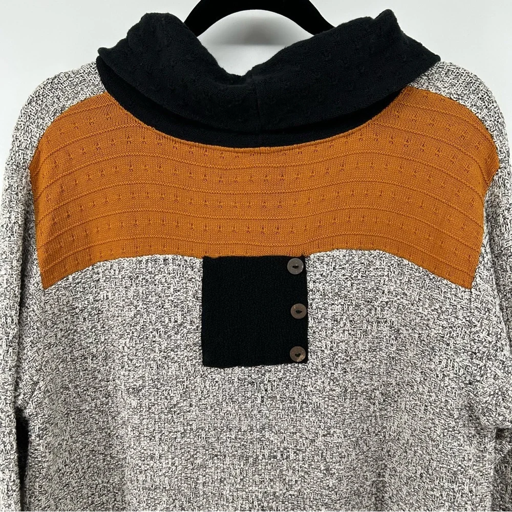 Margaret Winters Multicolor Cowl Neck Tunic Sweater Lagenlook Boho Oversized M